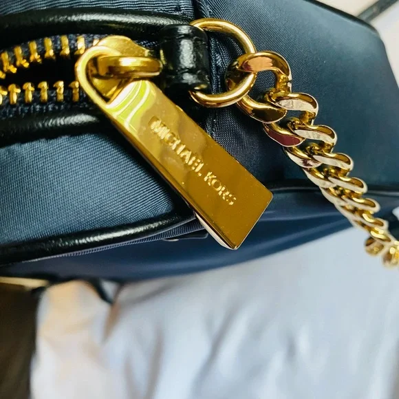 Michael Kors Midnight Blue Crossbody Bag with Gold Accents